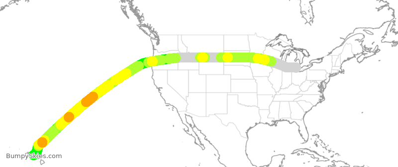 Turbulence forecast map for DAL385, DTW to HNL