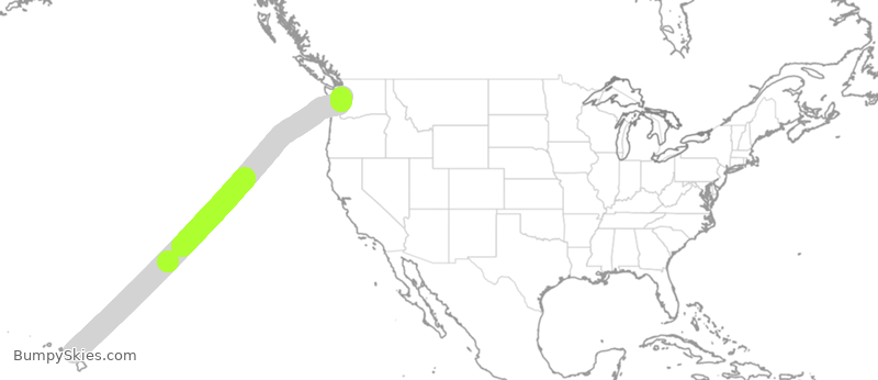 Turbulence forecast map for DAL394, HOG to SEA