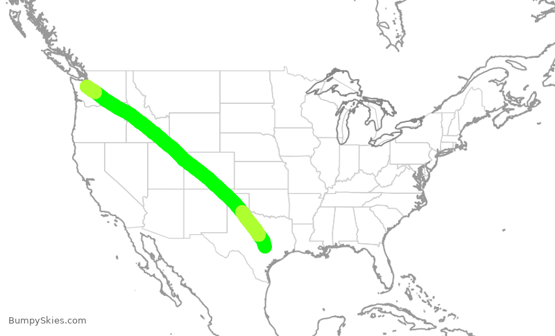 Turbulence forecast map for DAL396, AUS to SEA