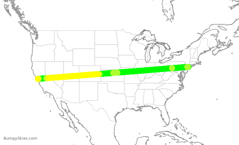 Turbulence forecast map for DAL396, SFO to JFK