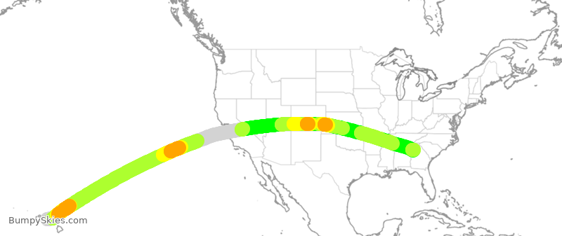 Turbulence forecast map for DAL398, HNL to ATL