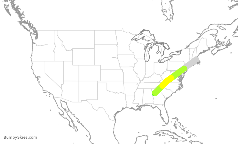 Turbulence forecast map for DAL399, BOS to ATL