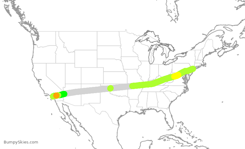 Turbulence forecast map for DAL403, JFK to SNA