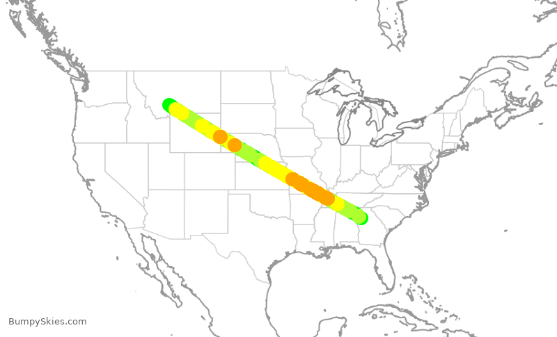 Turbulence forecast map for DAL406, BZN to ATL