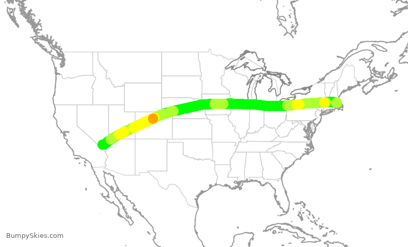 Turbulence forecast map for DAL408, BOS to LAS
