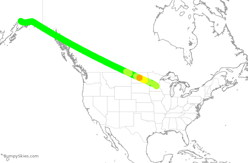 Turbulence forecast map for DAL411, MSP to ANC