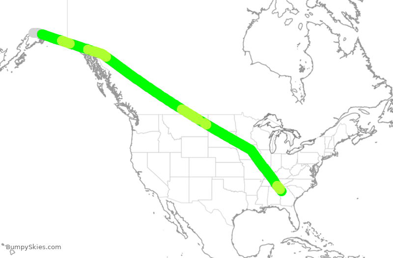Turbulence forecast map for DAL416, ANC to ATL