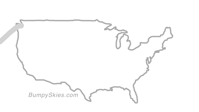 Map of continental US with illustrated flight path and turbulence forecast (described in text below)