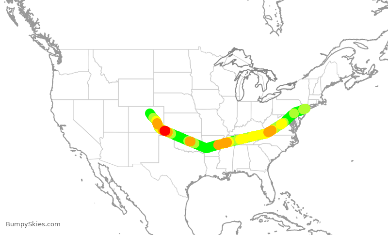 Turbulence forecast map for DAL424, JFK to DEN