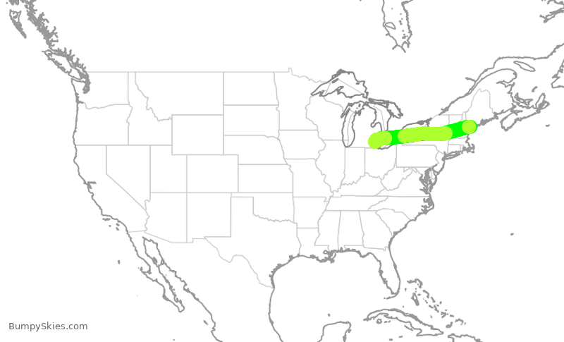 Turbulence forecast map for DAL426, PWM to DTW