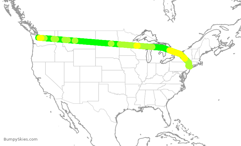 Turbulence forecast map for DAL429, SEA to JFK