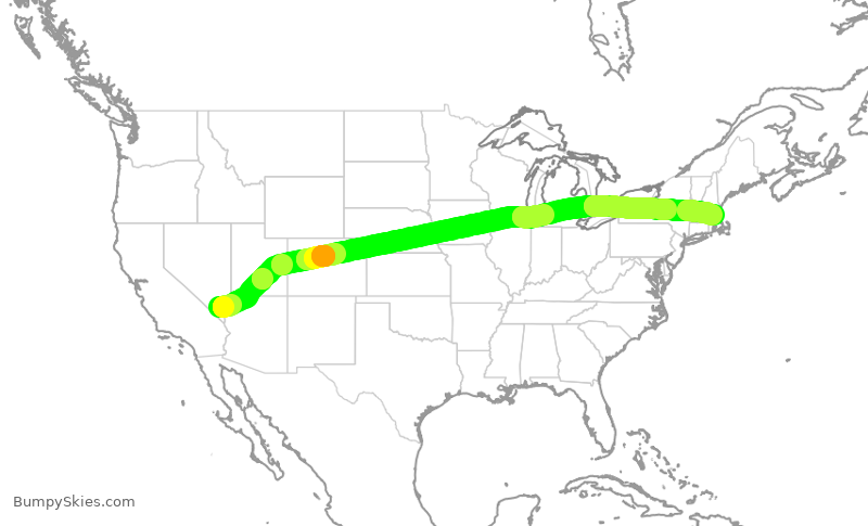 Turbulence forecast map for DAL430, LAS to BOS