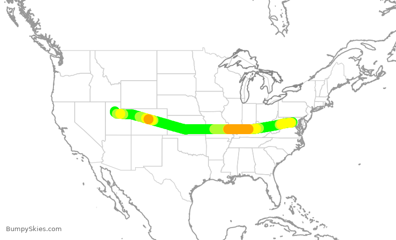 Turbulence forecast map for DAL432, IAD to SLC