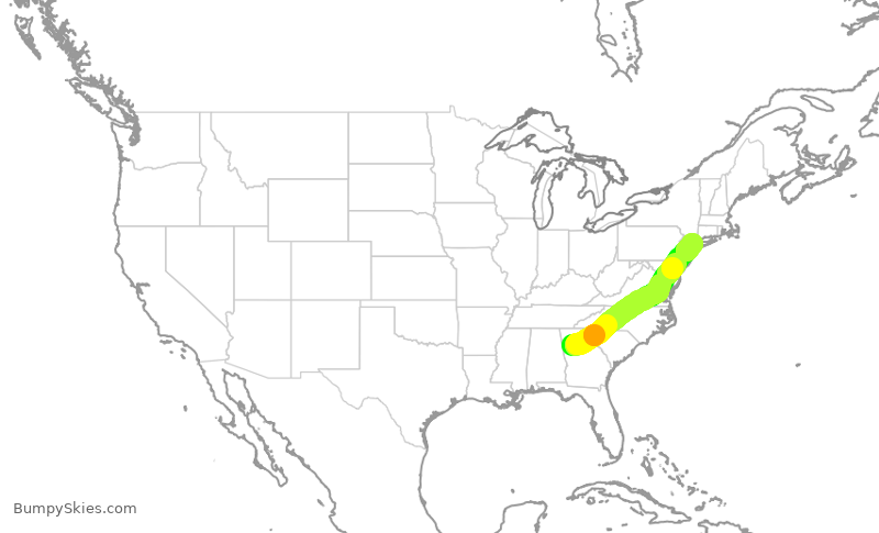 Turbulence forecast map for DAL433, ATL to LGA