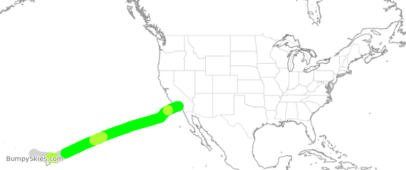 Turbulence forecast map for DAL435, HLI to LAX