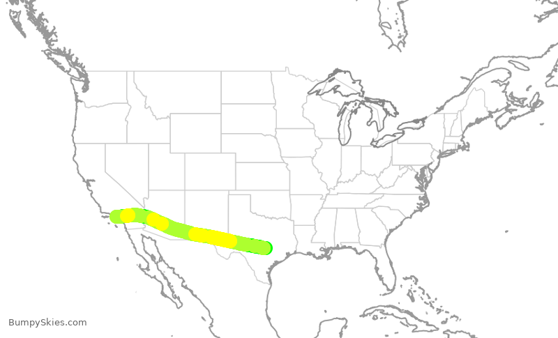 Turbulence forecast map for DAL438, AUS to LAX