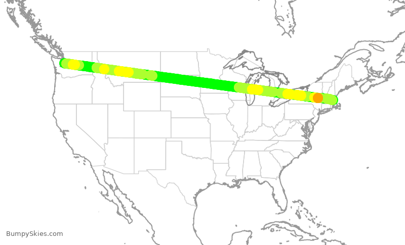 Turbulence forecast map for DAL438, SEA to BOS