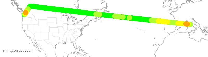 Turbulence forecast map for DAL43, FCO to SEA