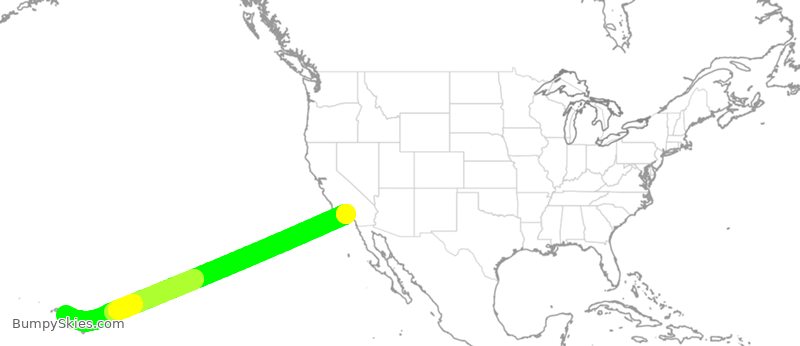 Turbulence forecast map for DAL443, LAX to HNL