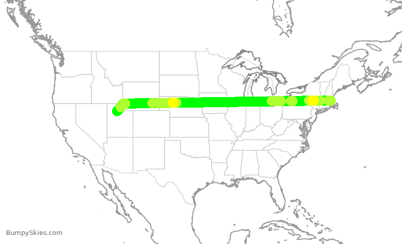 Turbulence forecast map for DAL445, BOS to SLC