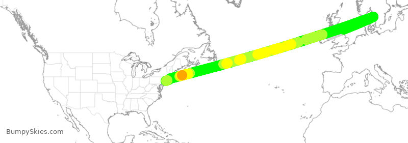 Turbulence forecast map for DAL45, IDW to JFK