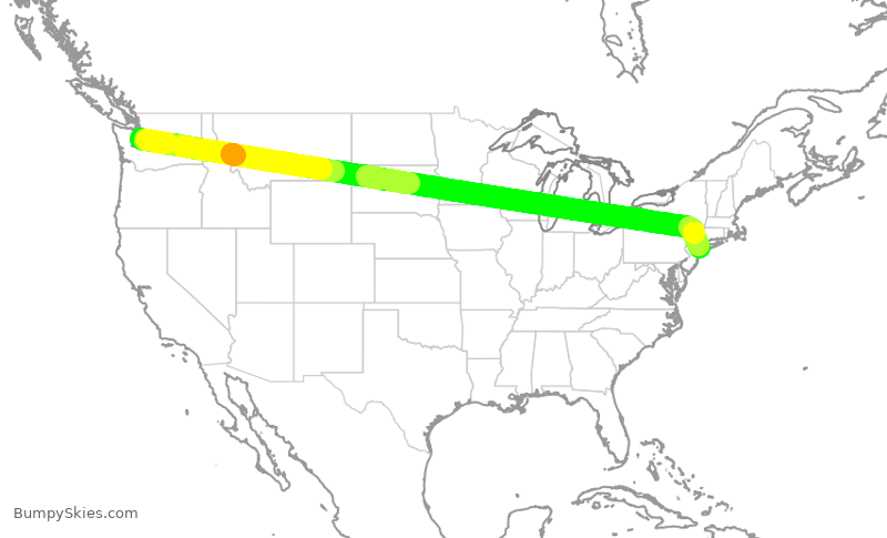 Turbulence forecast map for DAL461, SEA to JFK