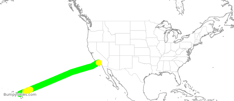 Turbulence forecast map for DAL463, OGG to LAX