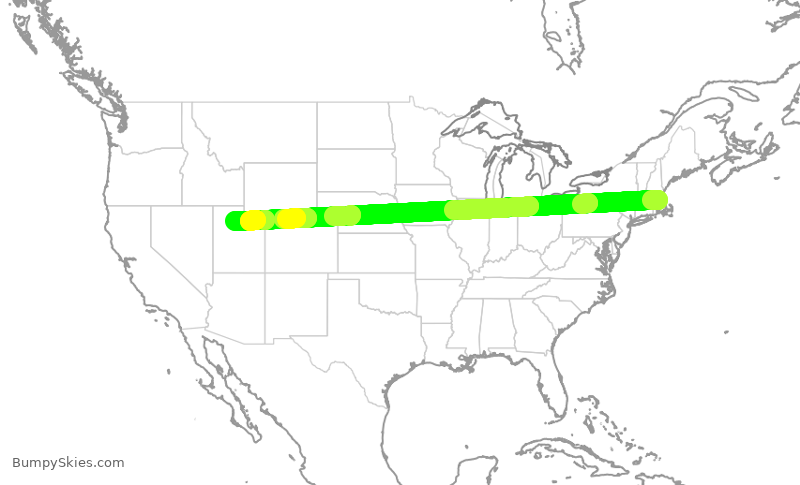 Turbulence forecast map for DAL464, BOS to SLC