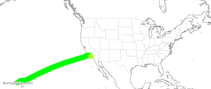 Turbulence forecast map for DAL465, LAX to HNL