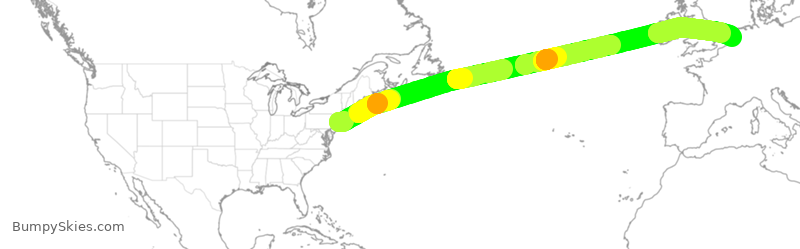 Turbulence forecast map for DAL46, JFK to HAM
