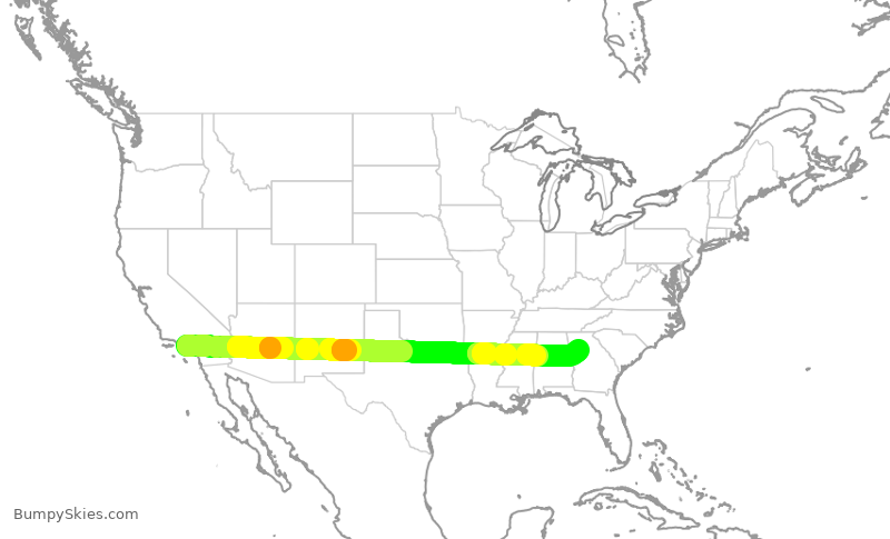 Turbulence forecast map for DAL471, LAX to ATL