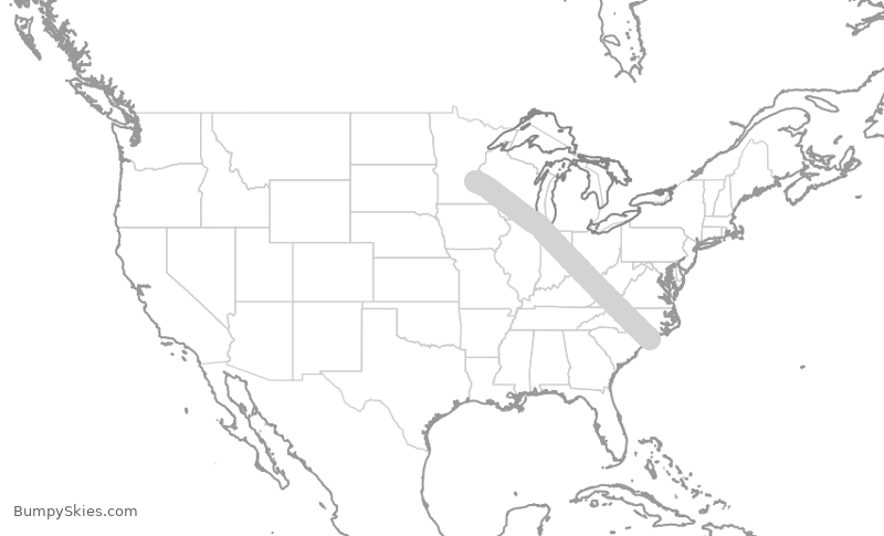 Turbulence forecast map for DAL475, MSP to ILM