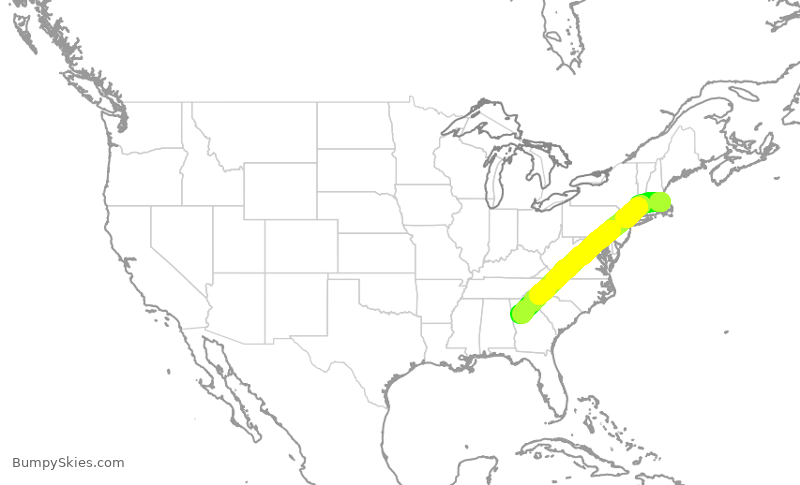 Turbulence forecast map for DAL476, BOS to ATL