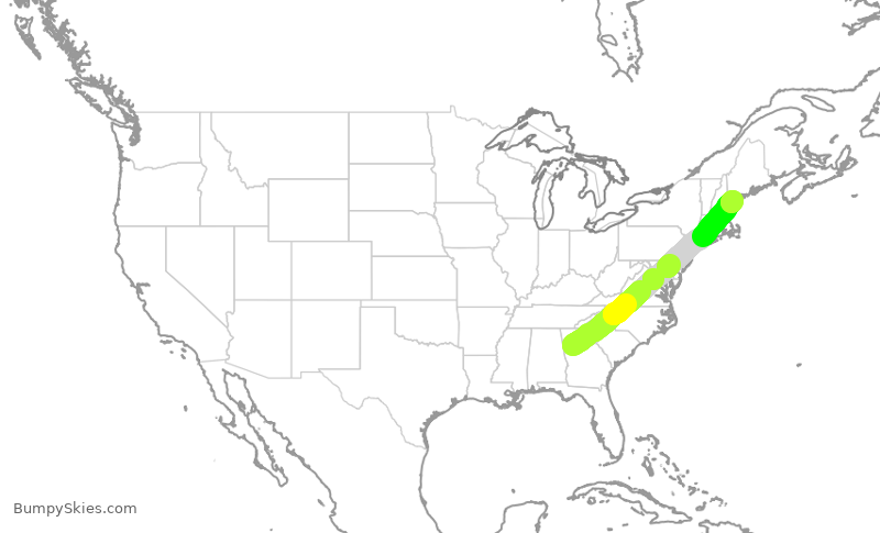 Turbulence forecast map for DAL479, ATL to PWM