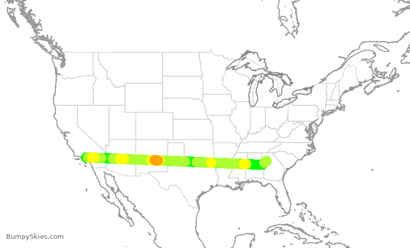 Turbulence forecast map for DAL483, BUR to ATL