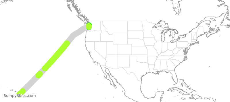Turbulence forecast map for DAL485, HKO to SEA