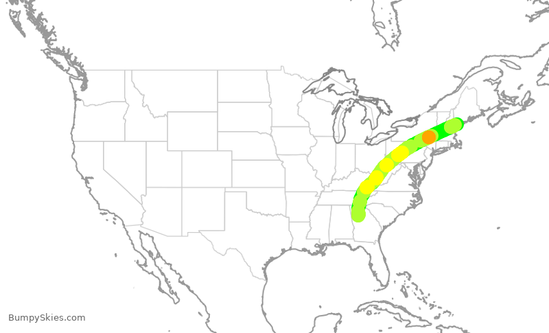 Turbulence forecast map for DAL488, ATL to PWM