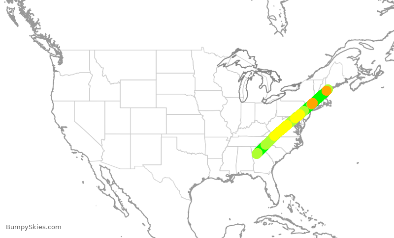 Turbulence forecast map for DAL488, PWM to ATL