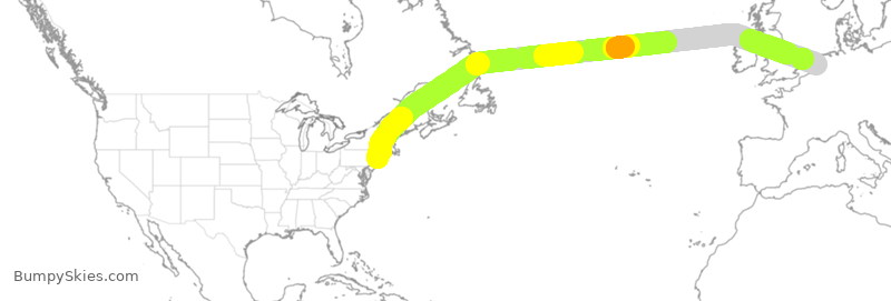 Turbulence forecast map for DAL48, JFK to HAM