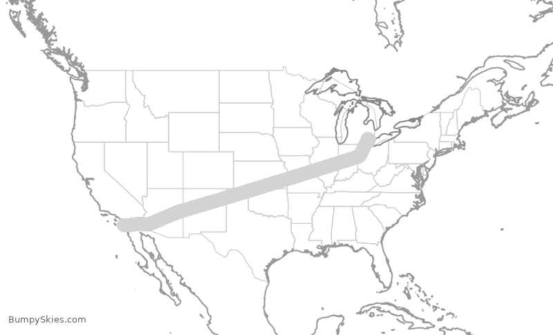 Turbulence forecast map for DAL492, DTW to SAN