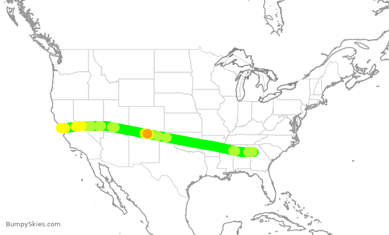 Turbulence forecast map for DAL495, ATL to SFO