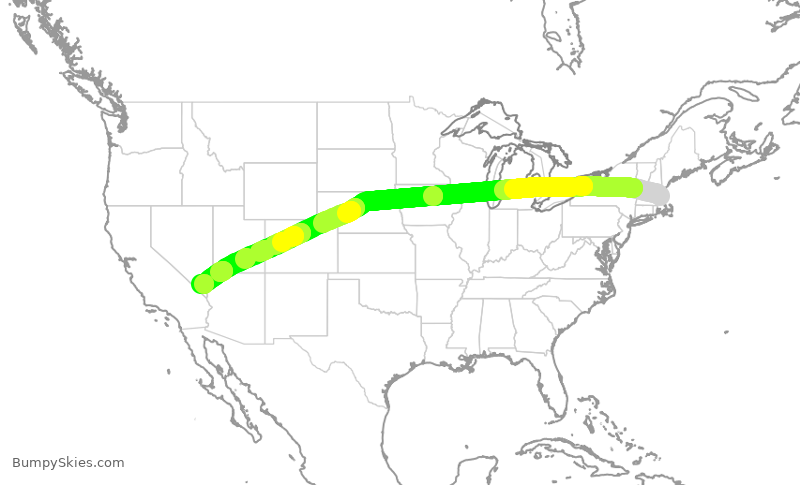 Turbulence forecast map for DAL497, BOS to LAS
