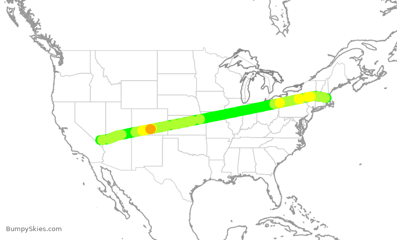 Turbulence forecast map for DAL497, LAS to BOS