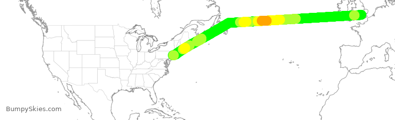 Turbulence forecast map for DAL4, LHR to JFK