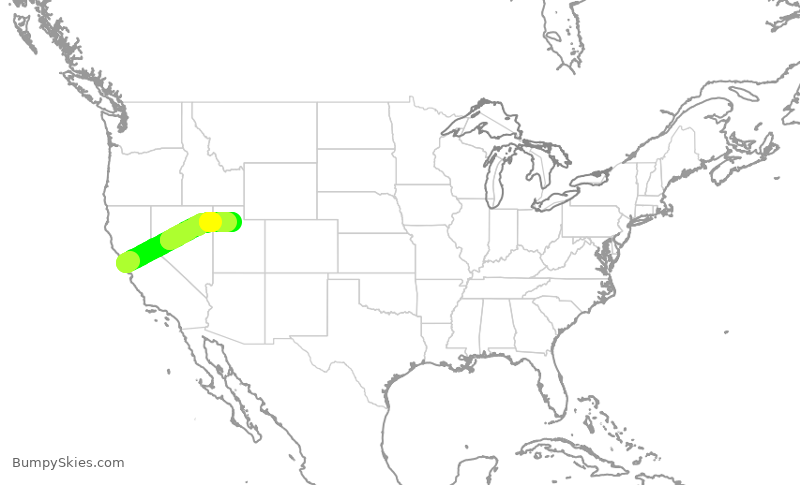 Turbulence forecast map for DAL502, SFO to SLC