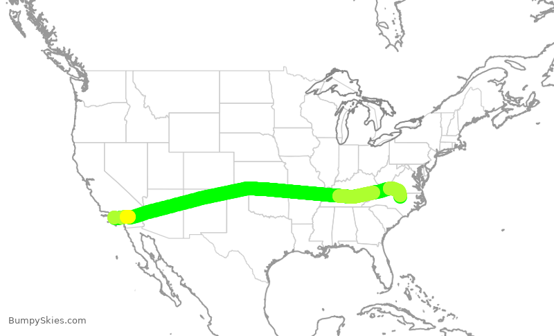 Turbulence forecast map for DAL508, LAX to RDU