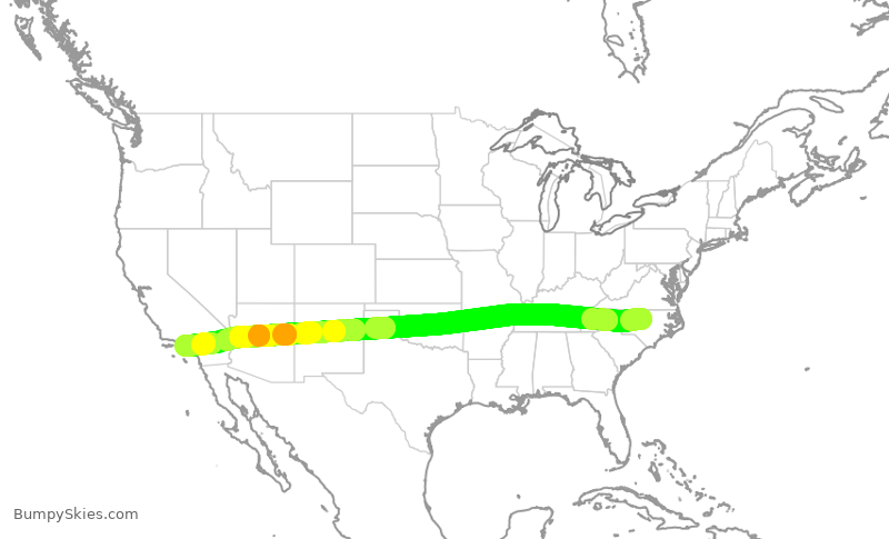 Turbulence forecast map for DAL508, RDU to LAX