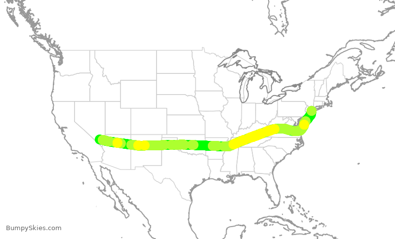 Turbulence forecast map for DAL510, LAS to JFK