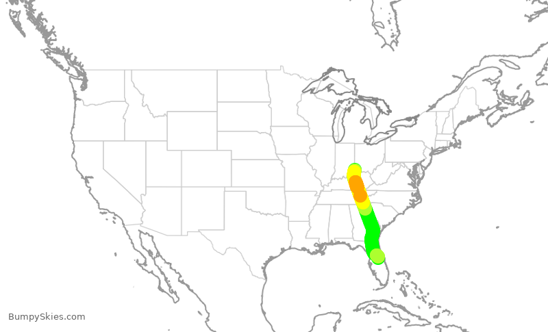 Turbulence forecast map for DAL511, CVG to MCO