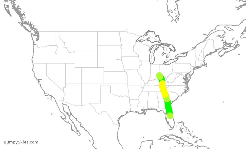 Turbulence forecast map for DAL511, MCO to CVG